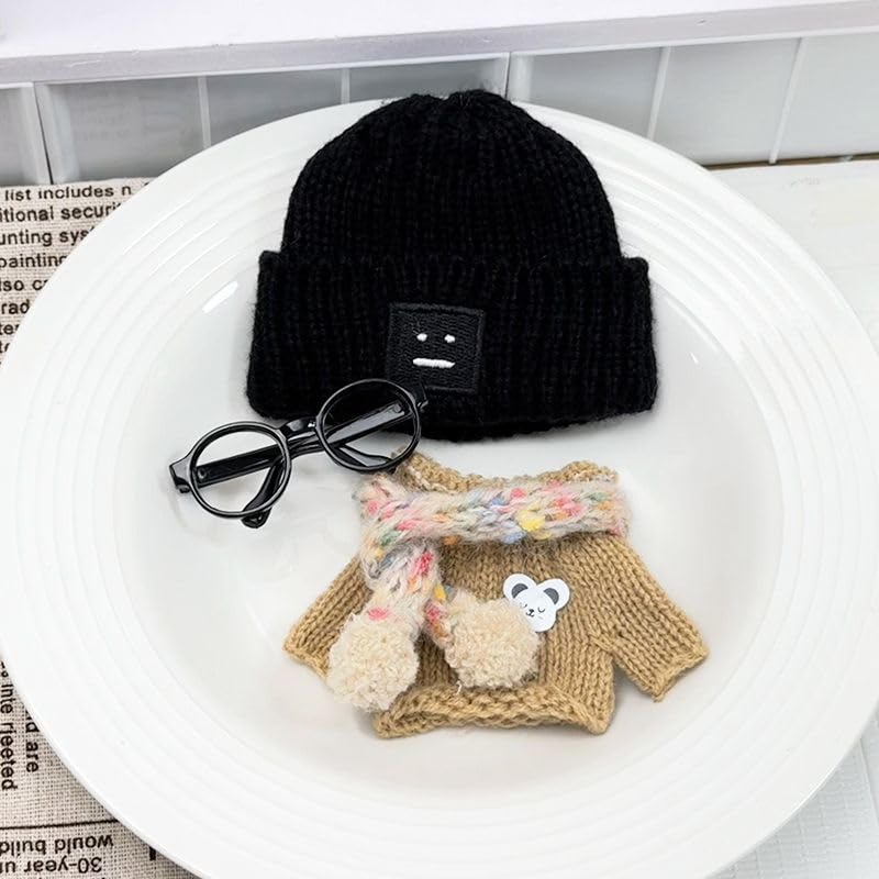 ぬい次郎 スマイルタグ付き ニット帽 ぬいぐるみ用 もこもこ 帽子 着せ替え 推し活 ぬい撮り [並行輸入品]