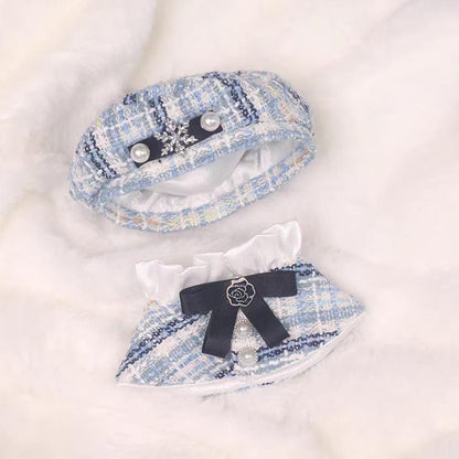 ぬい次郎 ベレー帽＆ポンチョ セット ぬい服 10cmぬいぐるみ用 白 ホワイト チェック柄 帽子 マント ぬい撮り 推し活 小物 男女兼用 (ピンク色のベレー帽+マント, 10cm用) [並行輸入品]
