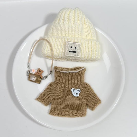 ぬい次郎 スマイルタグ付き ニット帽 ぬいぐるみ用 帽子 かぶりもの 着せ替え 推し活 ぬい撮り [並行輸入品]