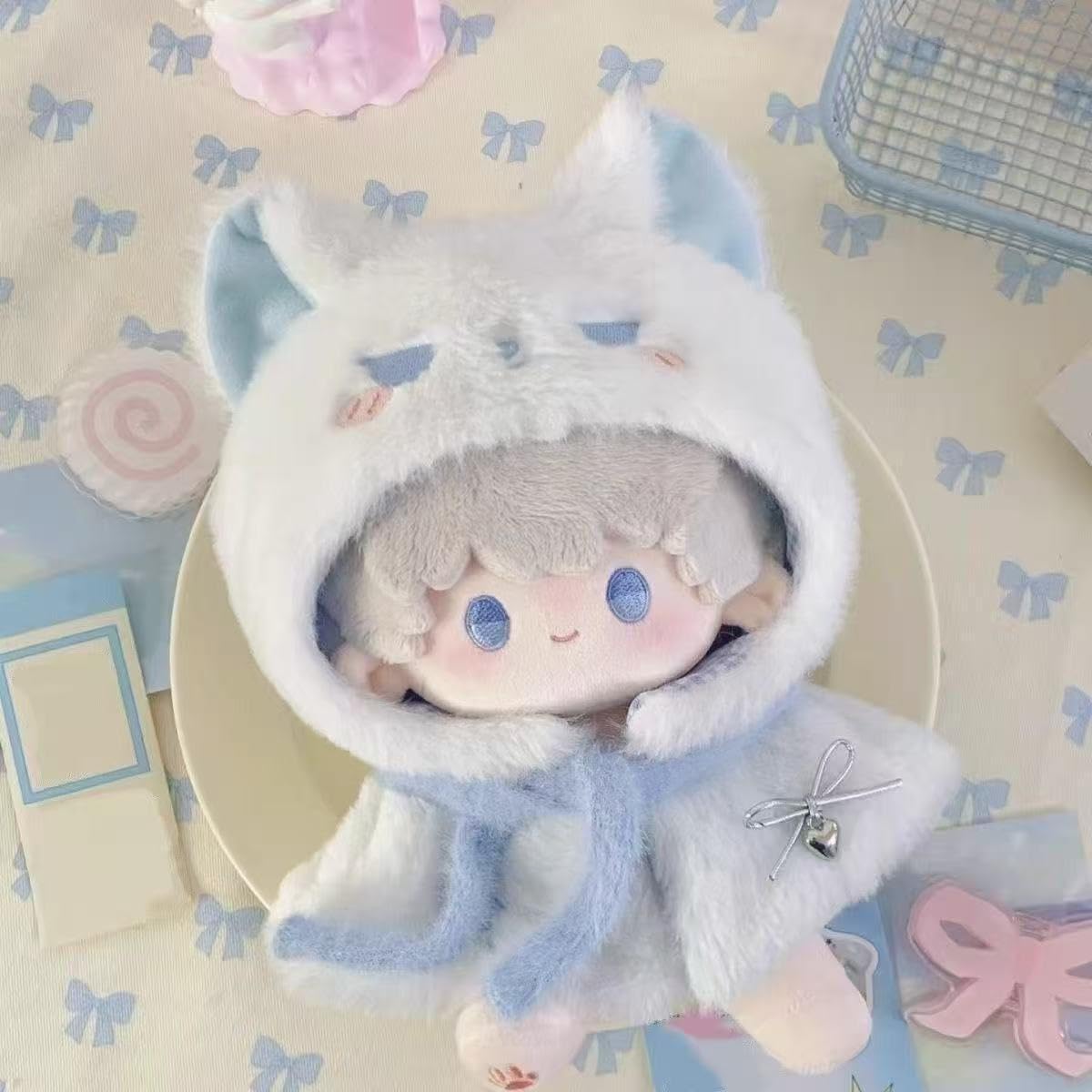 ぬい次郎 猫耳フード付き ケープ ぬい服 もこもこ かぶりもの 着せ替え コスチューム 推し活 ぬい撮り [並行輸入品]